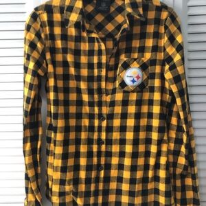 NFL Steeler Junior Collection black & gold check shirt - Steeler emblem/pocket